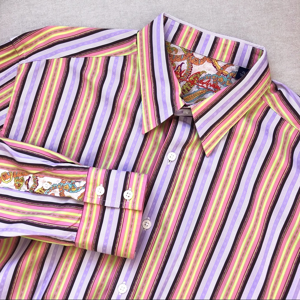 Robert Graham Multi-Stripe Button-Down Shirt - Lavender & Pink